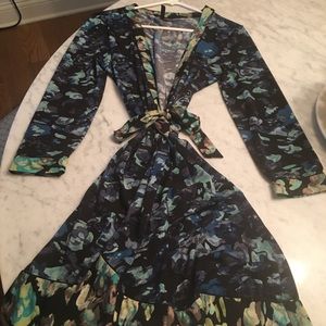 BCBG max azria wrap dress with rich fall colors